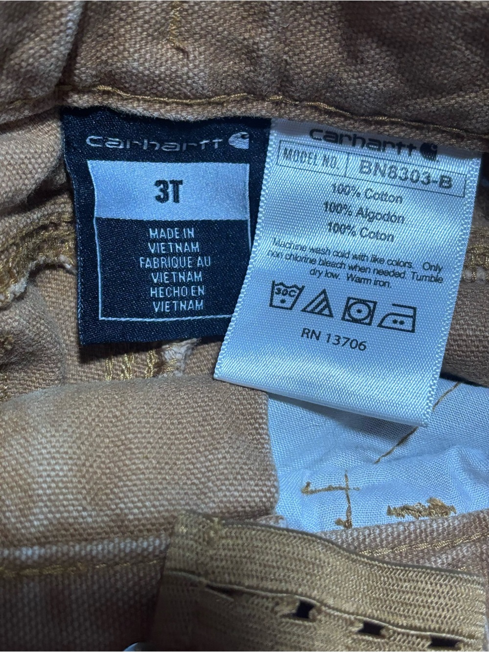 Carhartt 3T Brown Canvas Carpenter Workwear Pants - Picture 4 of 9